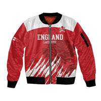 Custom England Lacrosse Sleeve Zip Bomber Jacket Go Champions Rose