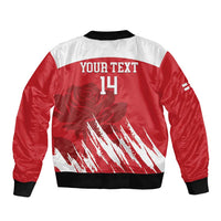 Custom England Lacrosse Sleeve Zip Bomber Jacket Go Champions Rose