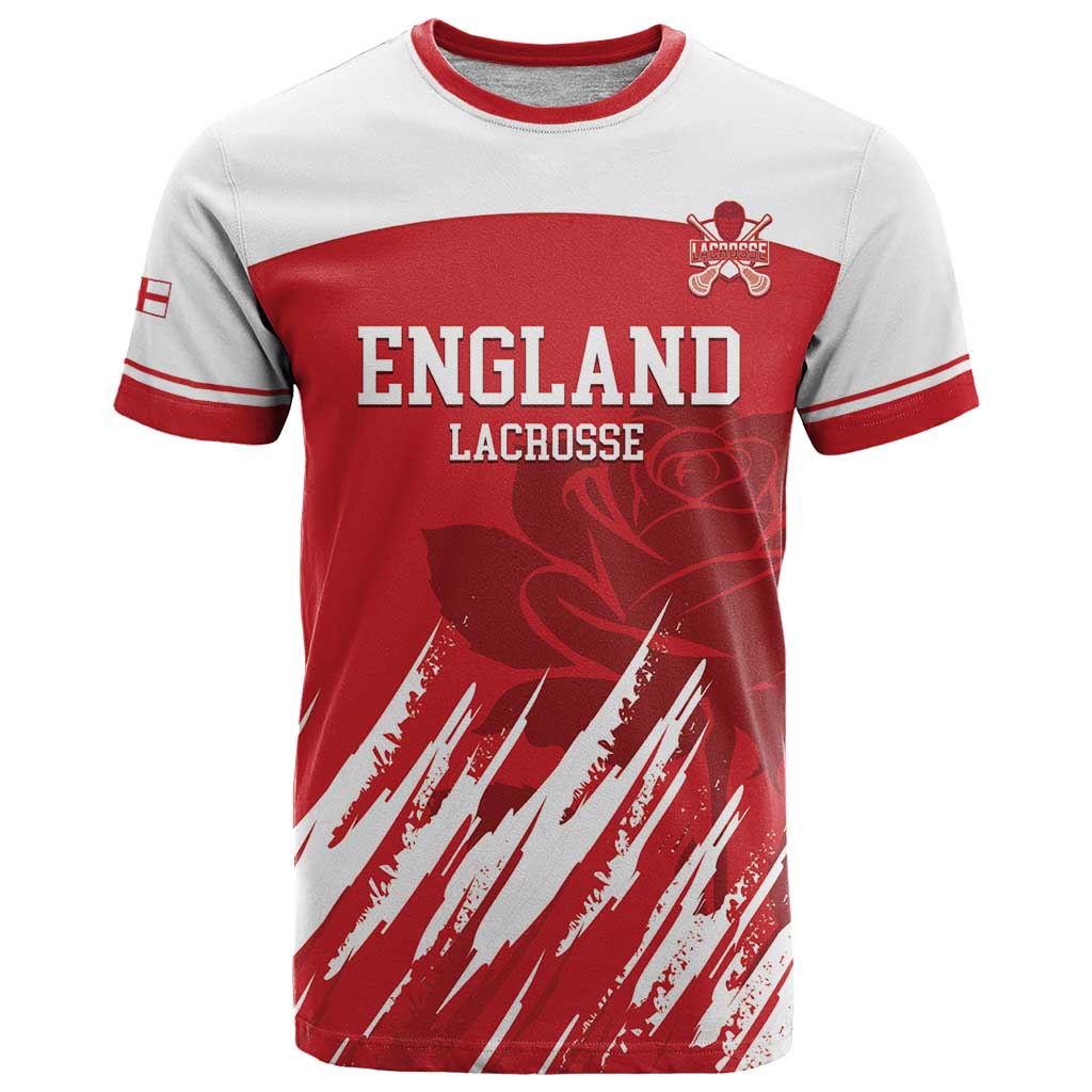 Custom England Lacrosse T Shirt Go Champions Rose