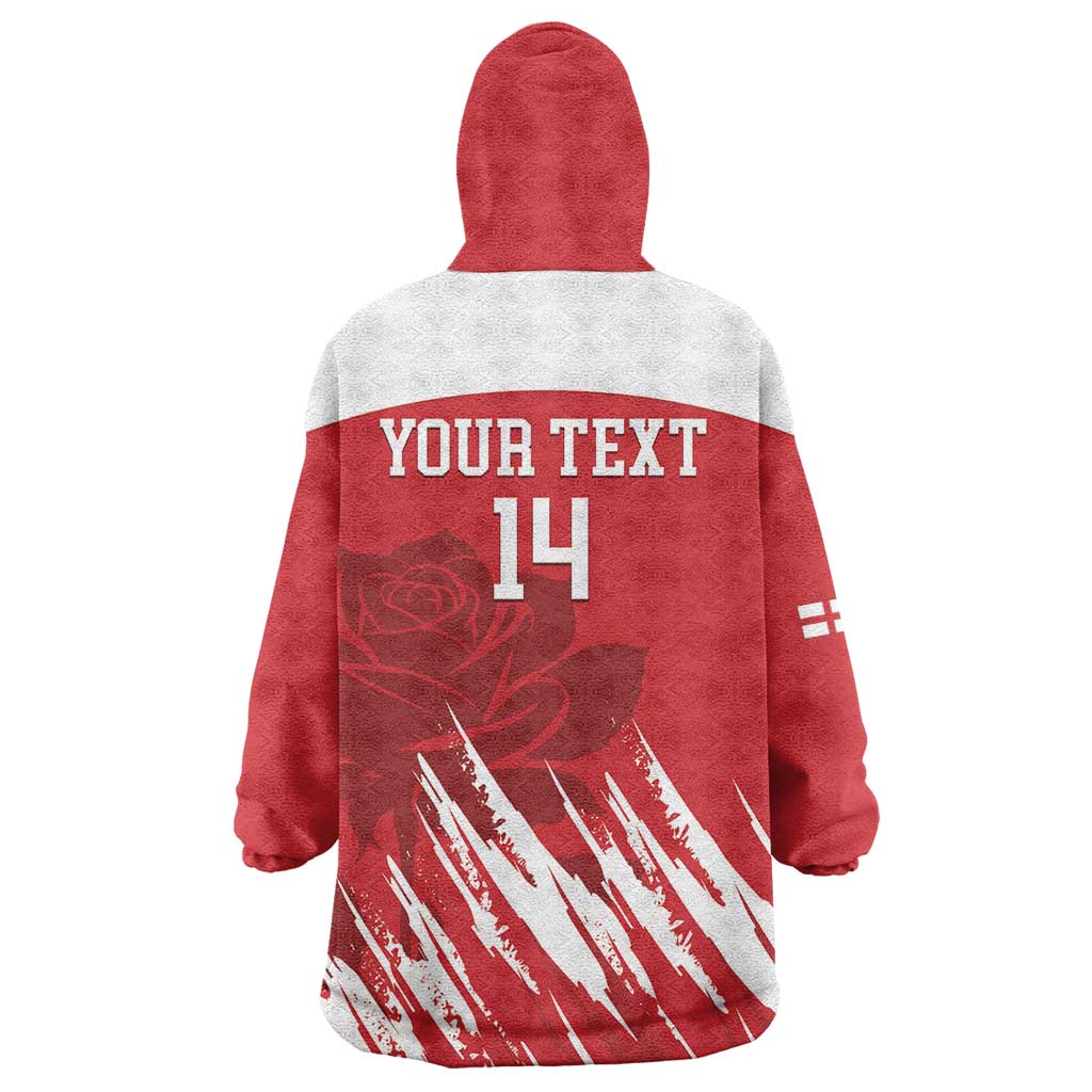 Custom England Lacrosse Wearable Blanket Hoodie Go Champions Rose