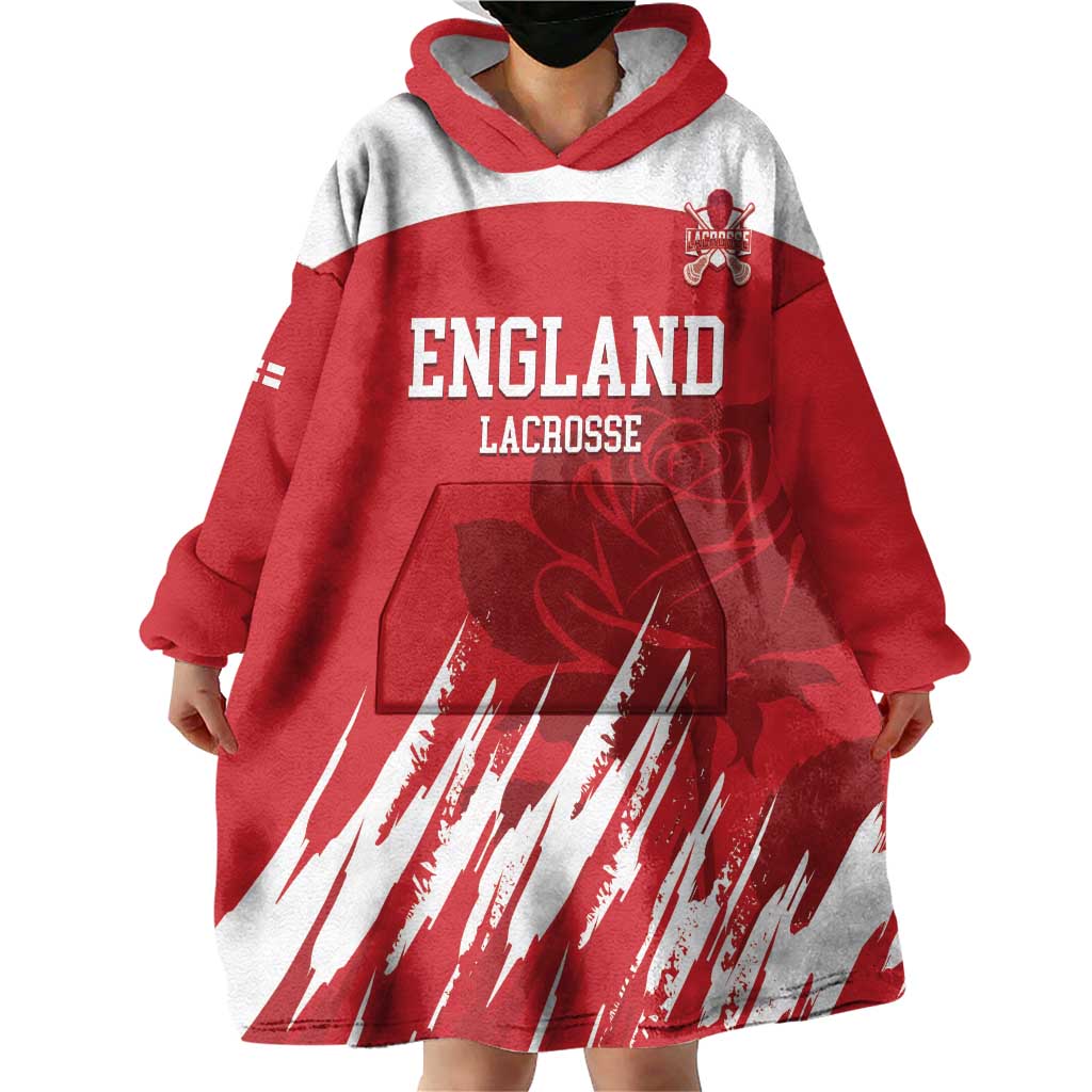 Custom England Lacrosse Wearable Blanket Hoodie Go Champions Rose
