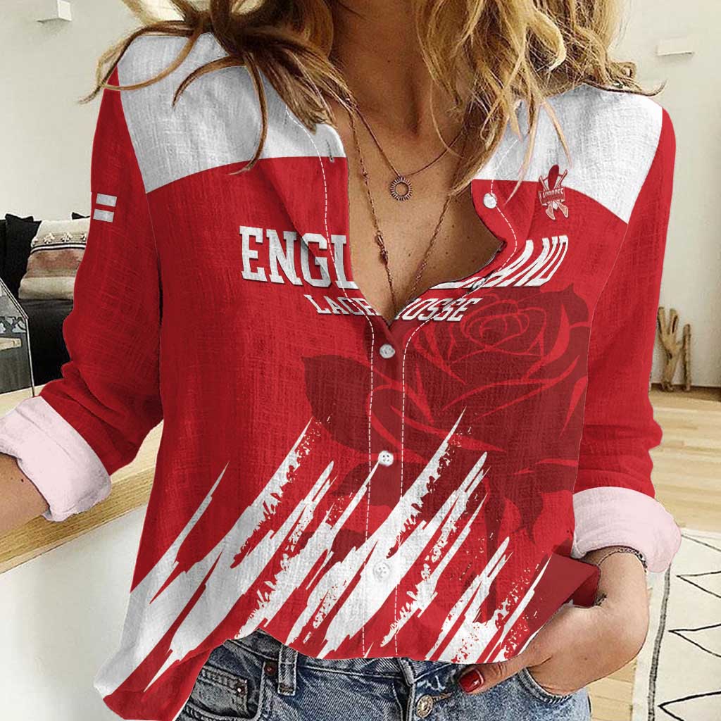 Custom England Lacrosse Women Casual Shirt Go Champions Rose
