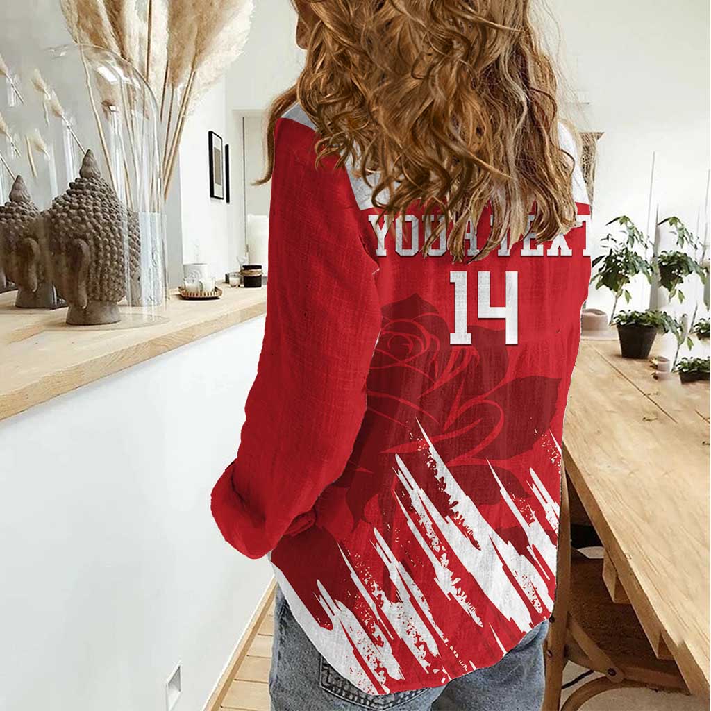 Custom England Lacrosse Women Casual Shirt Go Champions Rose