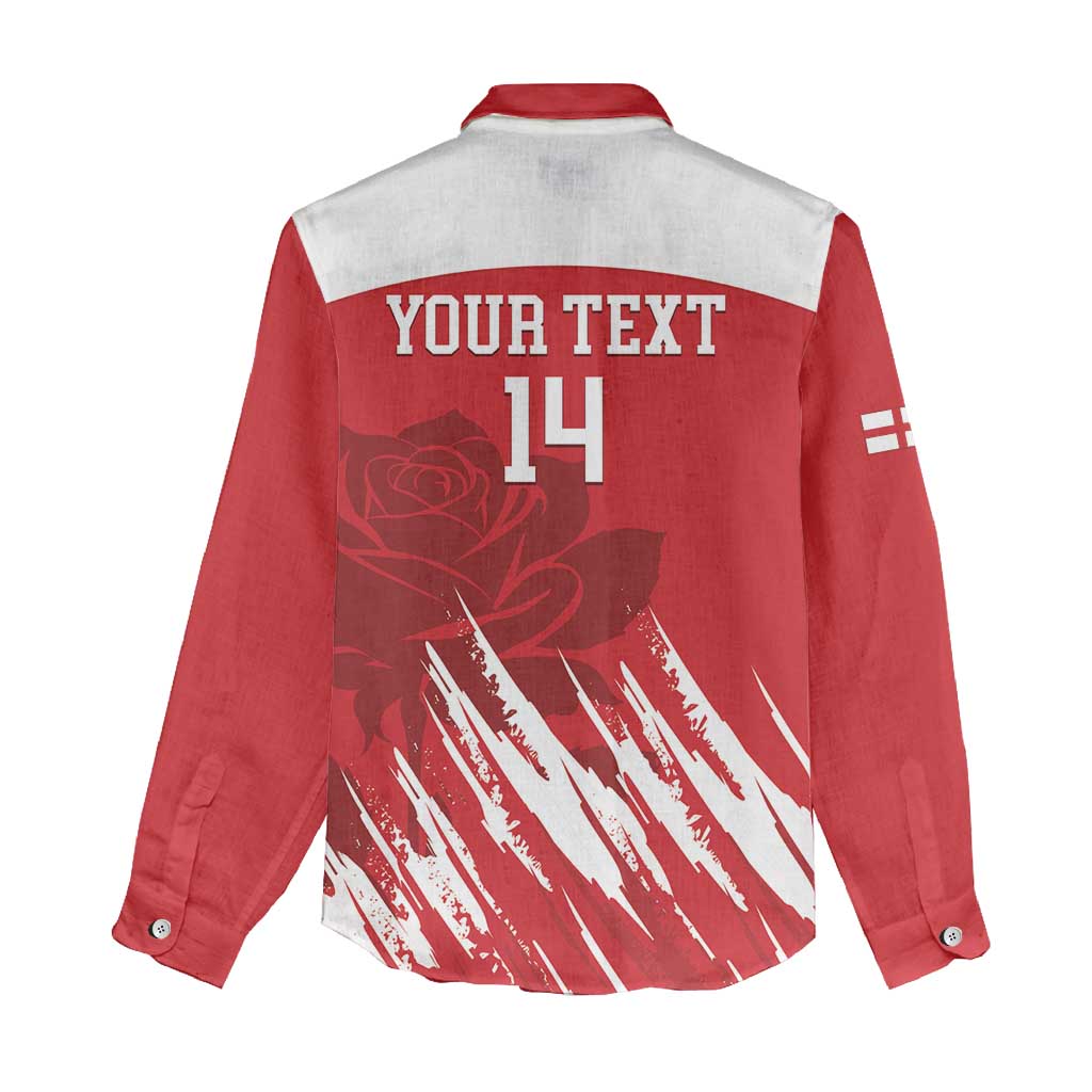 Custom England Lacrosse Women Casual Shirt Go Champions Rose