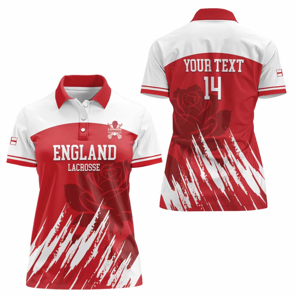 Custom England Lacrosse Women Polo Shirt Go Champions Rose