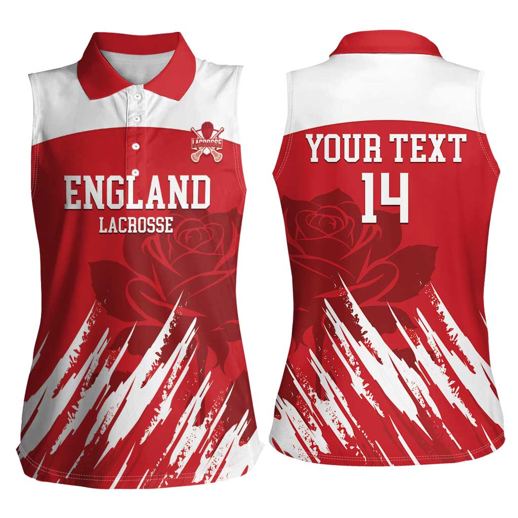 Custom England Lacrosse Women Sleeveless Polo Shirt Go Champions Rose