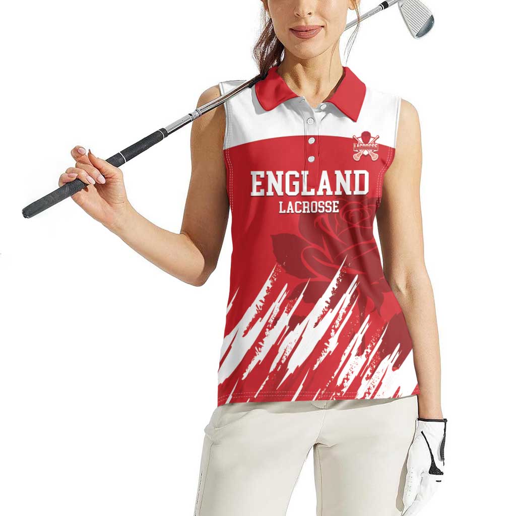 Custom England Lacrosse Women Sleeveless Polo Shirt Go Champions Rose