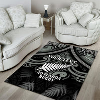 Custom New Zealand Silver Fern Rugby Area Rug All Black Since 1892 Aotearoa Moko Maori - Wonder Print Shop