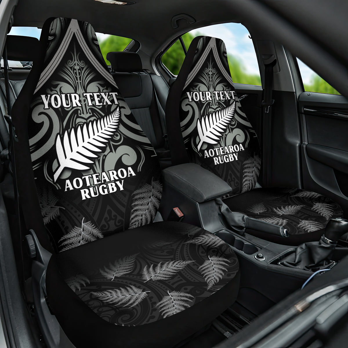 Custom New Zealand Silver Fern Rugby Car Seat Cover All Black Since 1892 Aotearoa Moko Maori