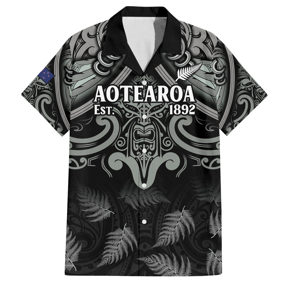 Custom New Zealand Silver Fern Rugby Family Matching Tank Maxi Dress and Hawaiian Shirt All Black Since 1892 Aotearoa Moko Maori - Wonder Print Shop