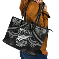 Custom New Zealand Silver Fern Rugby Leather Tote Bag All Black Since 1892 Aotearoa Moko Maori - Wonder Print Shop