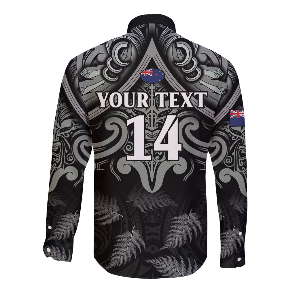 Custom New Zealand Silver Fern Rugby Long Sleeve Button Shirt All Black Since 1892 Aotearoa Moko Maori - Wonder Print Shop
