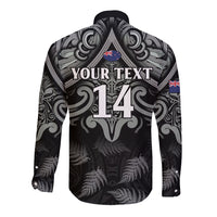 Custom New Zealand Silver Fern Rugby Long Sleeve Button Shirt All Black Since 1892 Aotearoa Moko Maori - Wonder Print Shop