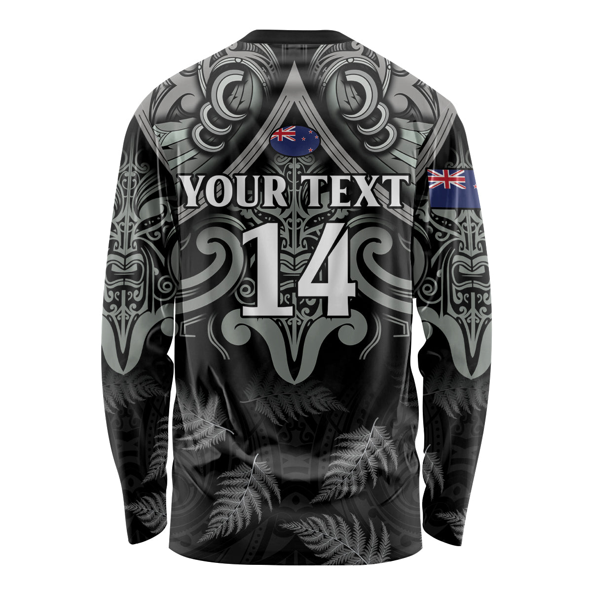 Custom New Zealand Silver Fern Rugby Long Sleeve Shirt All Black Since 1892 Aotearoa Moko Maori - Wonder Print Shop