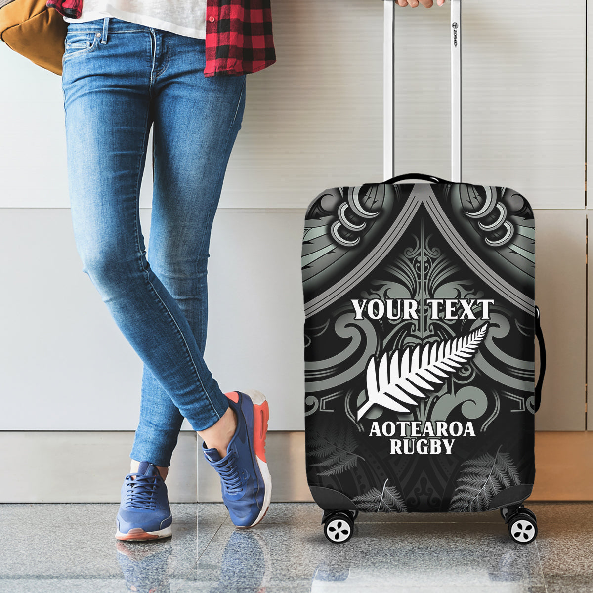 Custom New Zealand Silver Fern Rugby Luggage Cover All Black Since 1892 Aotearoa Moko Maori - Wonder Print Shop