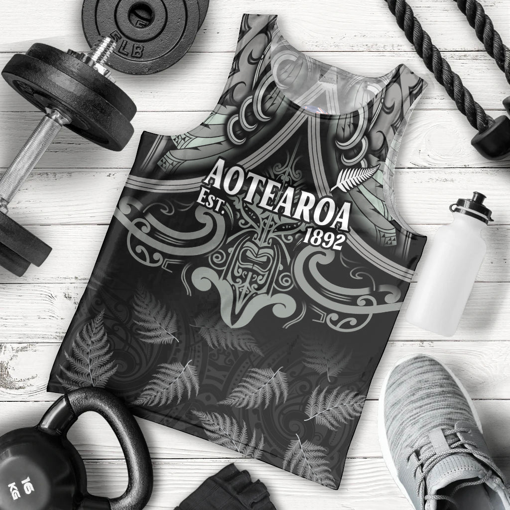 Custom New Zealand Silver Fern Rugby Men Tank Top All Black Since 1892 Aotearoa Moko Maori - Wonder Print Shop