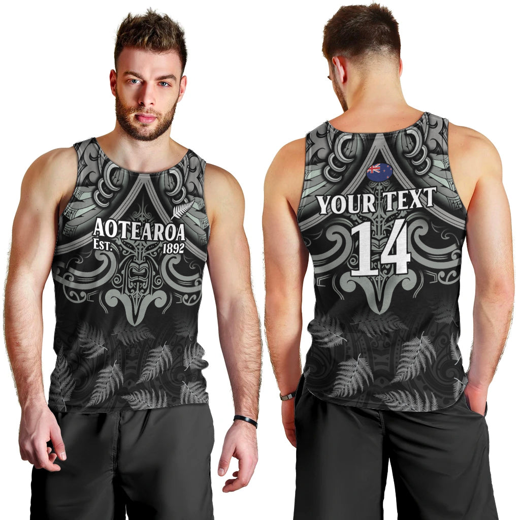 Custom New Zealand Silver Fern Rugby Men Tank Top All Black Since 1892 Aotearoa Moko Maori - Wonder Print Shop