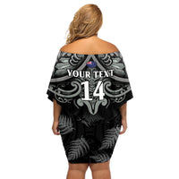 Custom New Zealand Silver Fern Rugby Off Shoulder Short Dress All Black Since 1892 Aotearoa Moko Maori - Wonder Print Shop