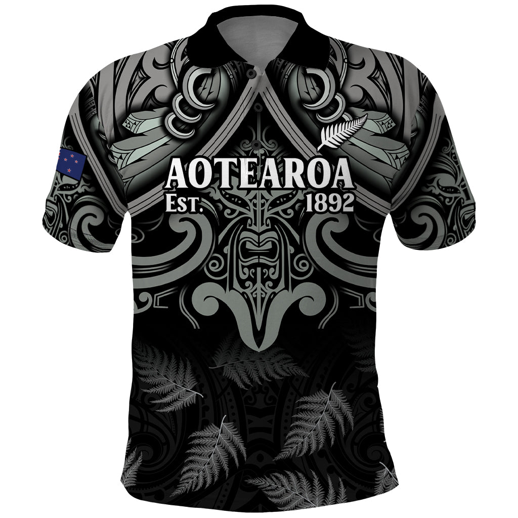 Custom New Zealand Silver Fern Rugby Polo Shirt All Black Since 1892 Aotearoa Moko Maori - Wonder Print Shop