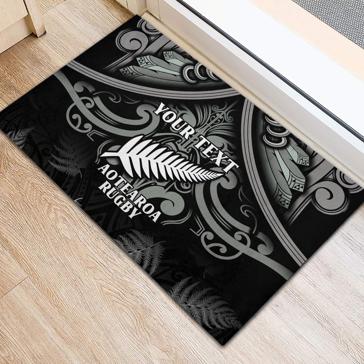 Custom New Zealand Silver Fern Rugby Rubber Doormat All Black Since 1892 Aotearoa Moko Maori - Wonder Print Shop