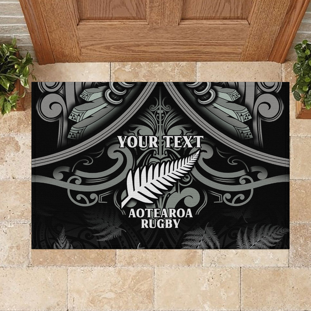 Custom New Zealand Silver Fern Rugby Rubber Doormat All Black Since 1892 Aotearoa Moko Maori - Wonder Print Shop