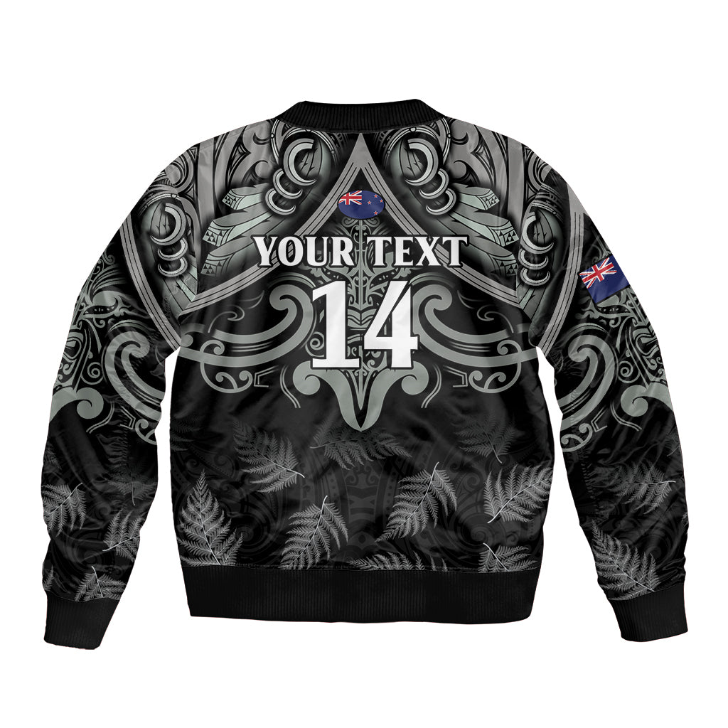 Custom New Zealand Silver Fern Rugby Sleeve Zip Bomber Jacket All Black Since 1892 Aotearoa Moko Maori - Wonder Print Shop