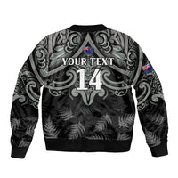 Custom New Zealand Silver Fern Rugby Sleeve Zip Bomber Jacket All Black Since 1892 Aotearoa Moko Maori - Wonder Print Shop