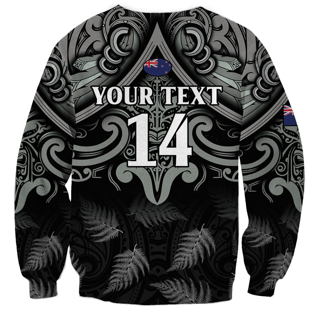 Custom New Zealand Silver Fern Rugby Sweatshirt All Black Since 1892 Aotearoa Moko Maori - Wonder Print Shop