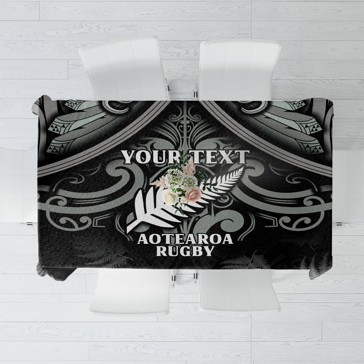 Custom New Zealand Silver Fern Rugby Tablecloth All Black Since 1892 Aotearoa Moko Maori - Wonder Print Shop