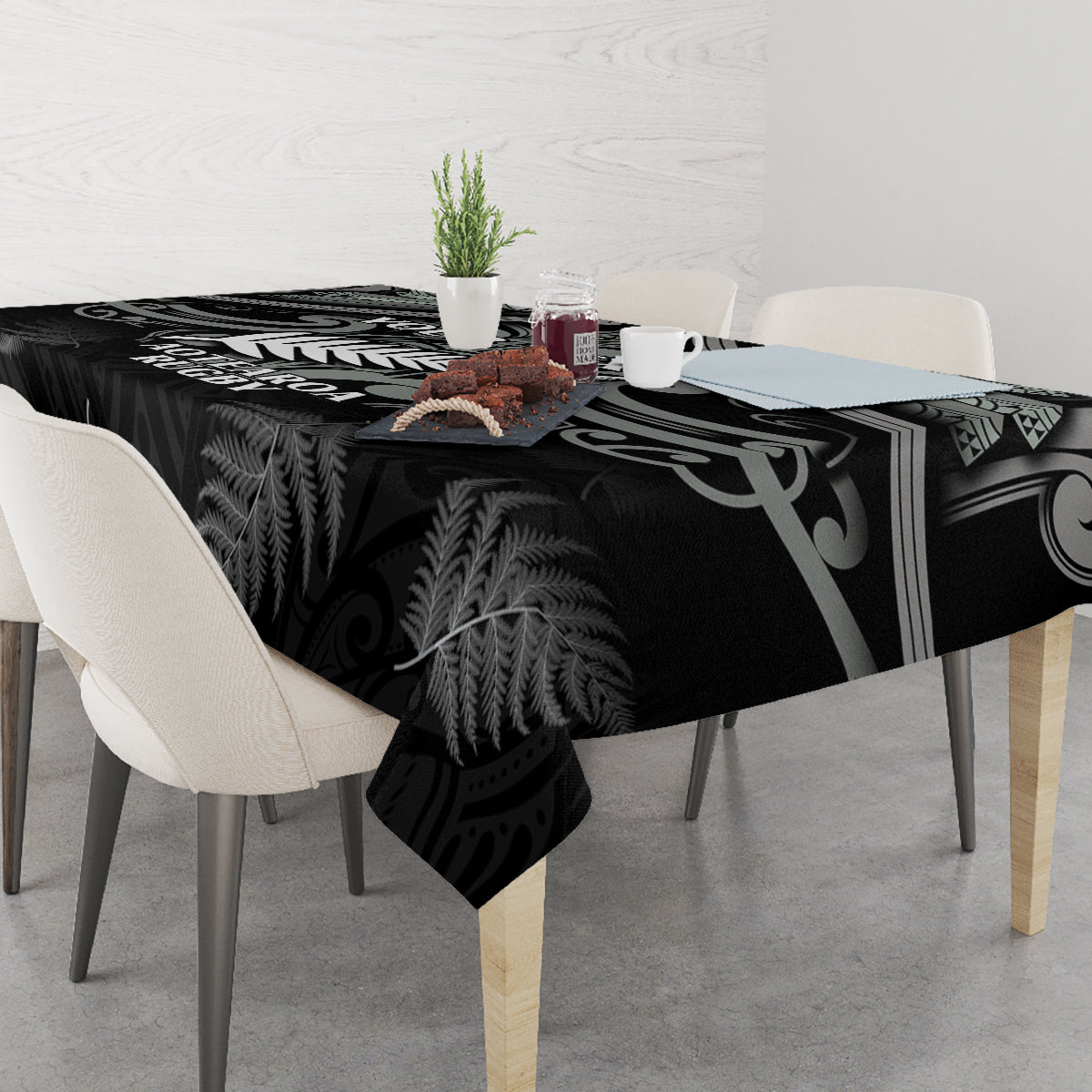 Custom New Zealand Silver Fern Rugby Tablecloth All Black Since 1892 Aotearoa Moko Maori - Wonder Print Shop