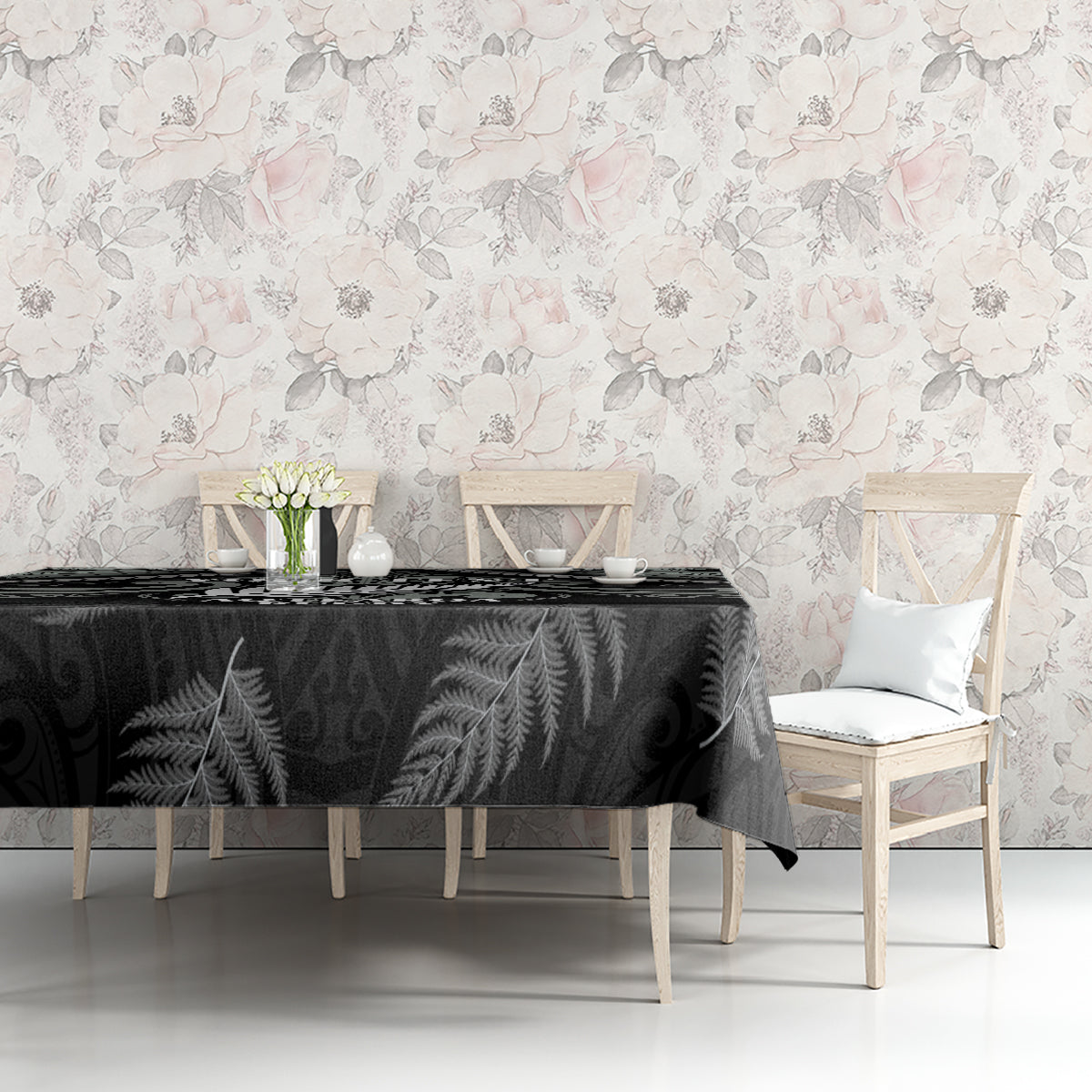 Custom New Zealand Silver Fern Rugby Tablecloth All Black Since 1892 Aotearoa Moko Maori - Wonder Print Shop