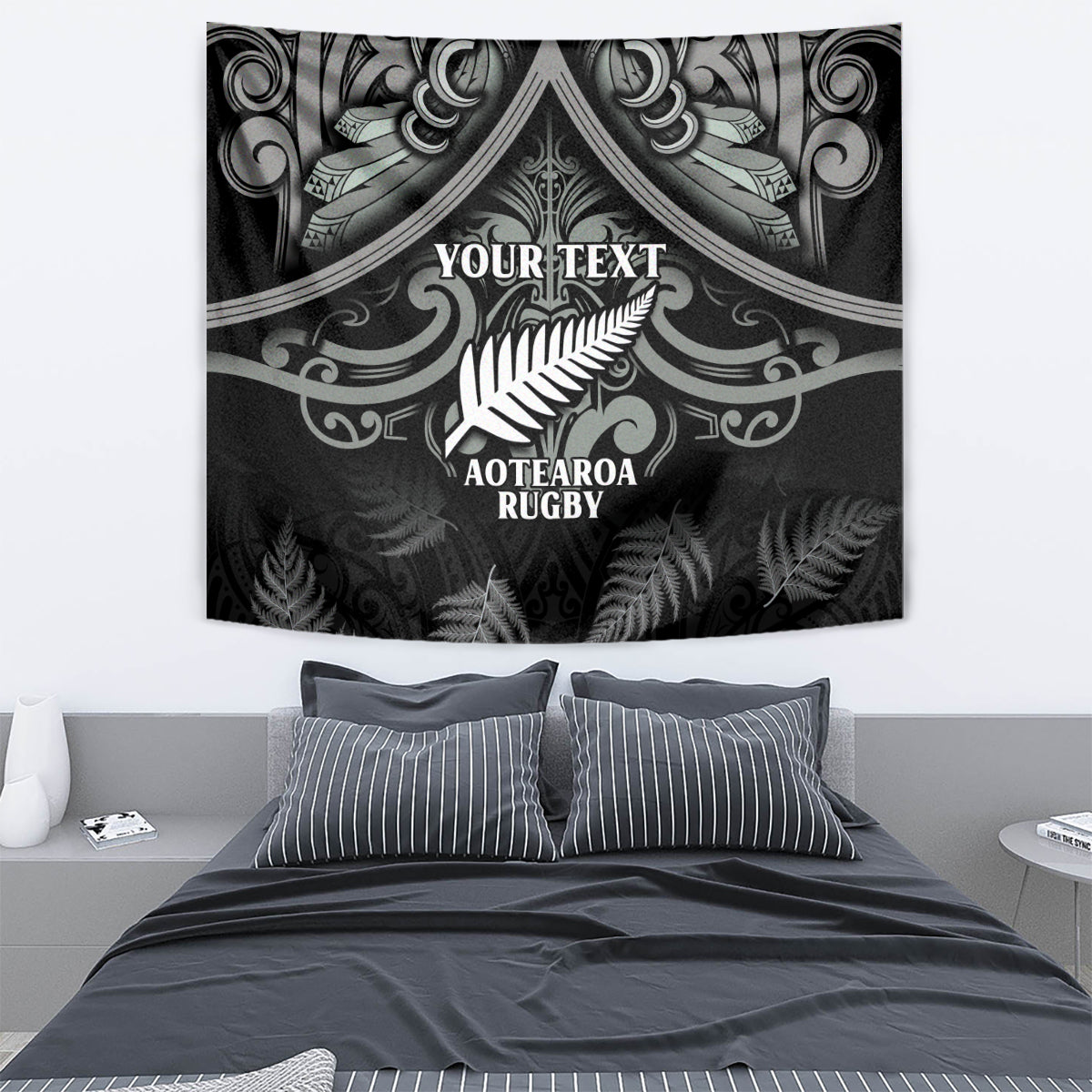 Custom New Zealand Silver Fern Rugby Tapestry All Black Since 1892 Aotearoa Moko Maori - Wonder Print Shop