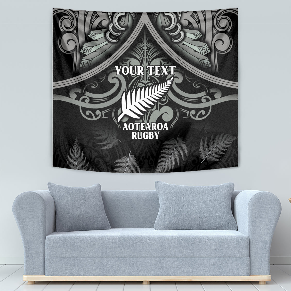 Custom New Zealand Silver Fern Rugby Tapestry All Black Since 1892 Aotearoa Moko Maori - Wonder Print Shop