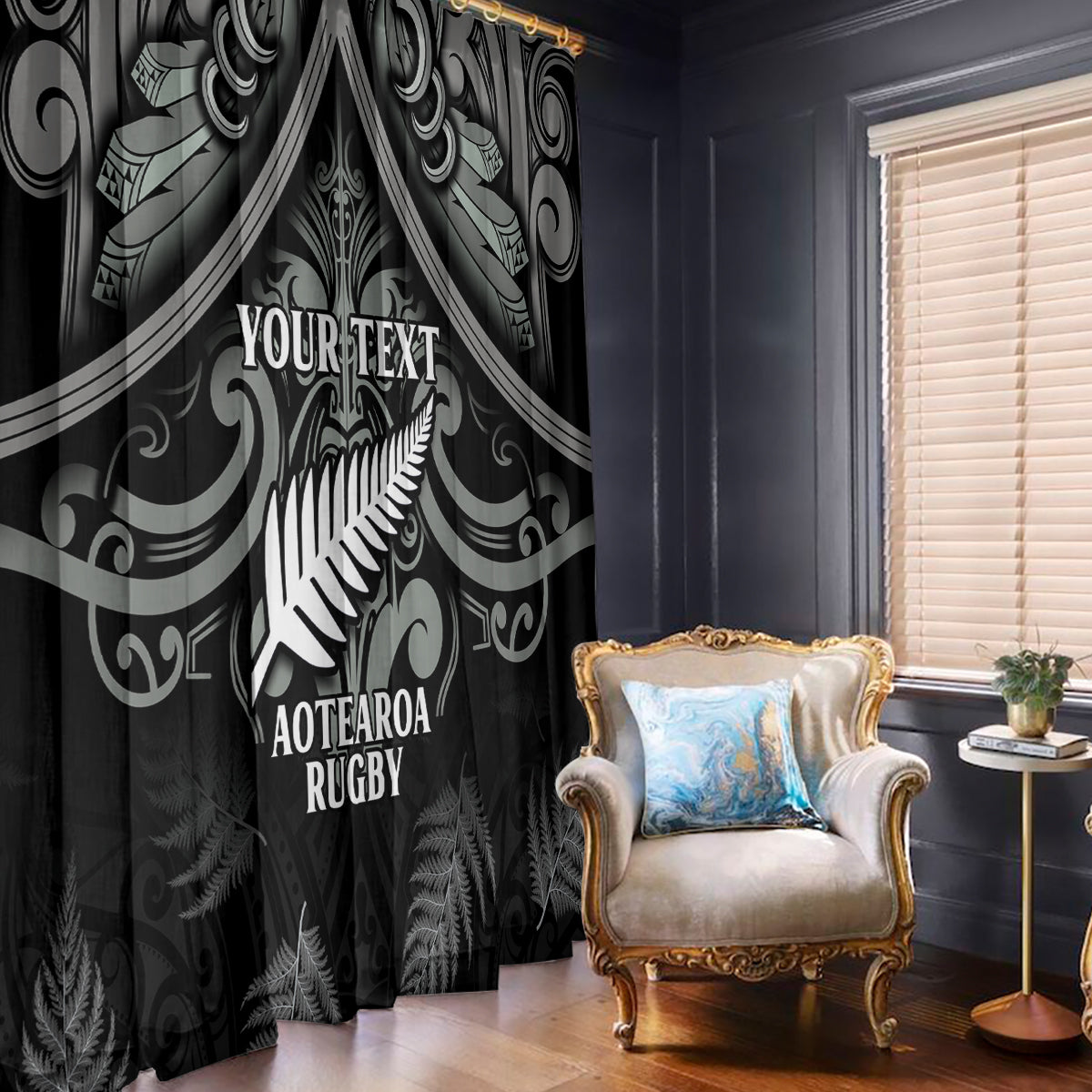 Custom New Zealand Silver Fern Rugby Window Curtain All Black Since 1892 Aotearoa Moko Maori - Wonder Print Shop