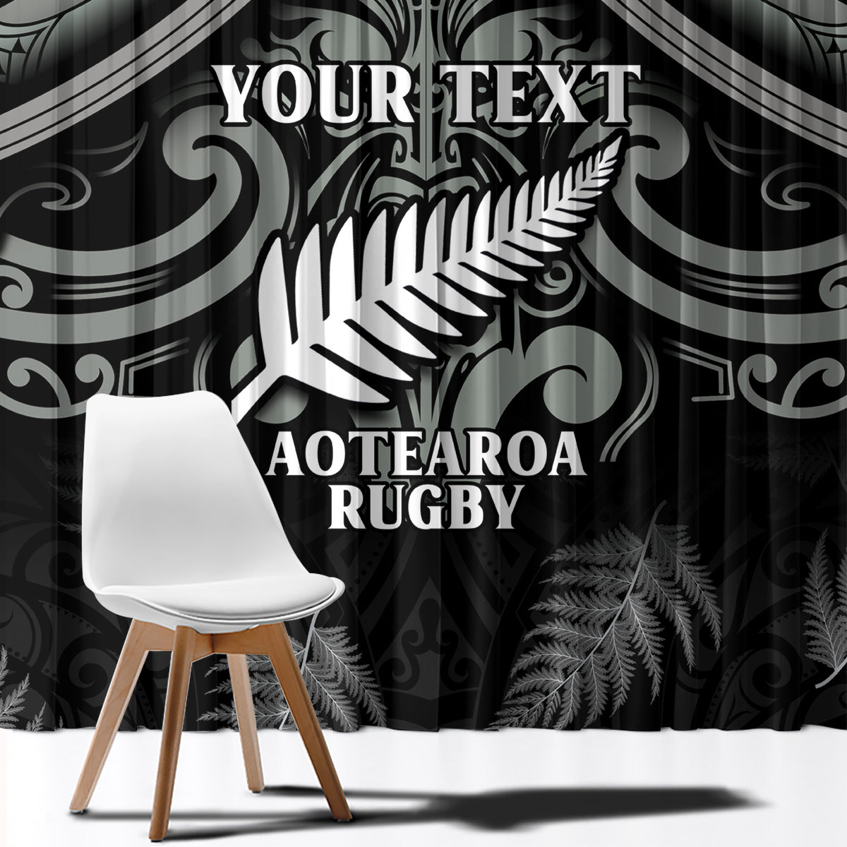 Custom New Zealand Silver Fern Rugby Window Curtain All Black Since 1892 Aotearoa Moko Maori - Wonder Print Shop