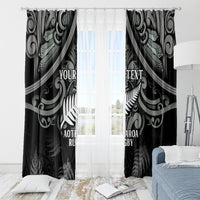 Custom New Zealand Silver Fern Rugby Window Curtain All Black Since 1892 Aotearoa Moko Maori - Wonder Print Shop
