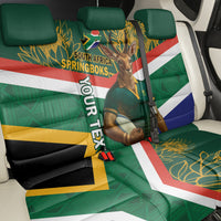 Custom South Africa Rugby Back Car Seat Cover 2024 Go Springboks Mascot African Pattern - Wonder Print Shop