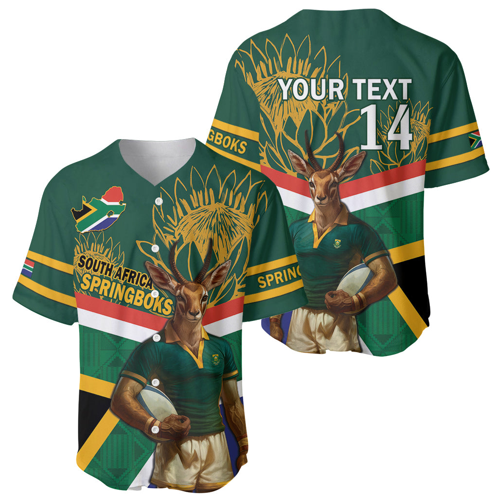 Custom South Africa Rugby Baseball Jersey 2024 Go Springboks Mascot African Pattern - Wonder Print Shop