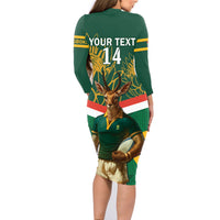 Custom South Africa Rugby Family Matching Long Sleeve Bodycon Dress and Hawaiian Shirt 2024 Go Springboks Mascot African Pattern - Wonder Print Shop