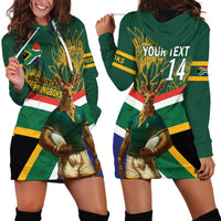 Custom South Africa Rugby Hoodie Dress 2024 Go Springboks Mascot African Pattern - Wonder Print Shop