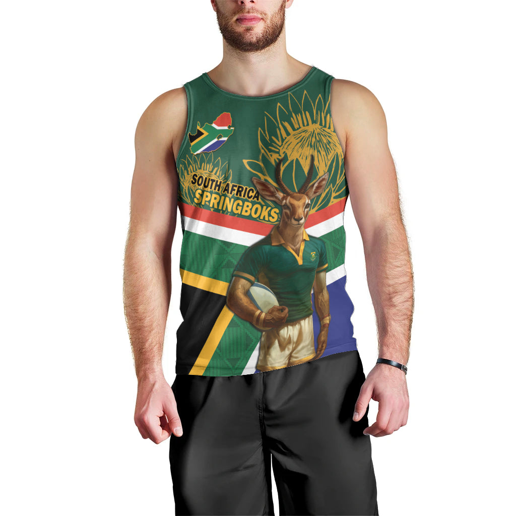Custom South Africa Rugby Men Tank Top 2024 Go Springboks Mascot African Pattern - Wonder Print Shop
