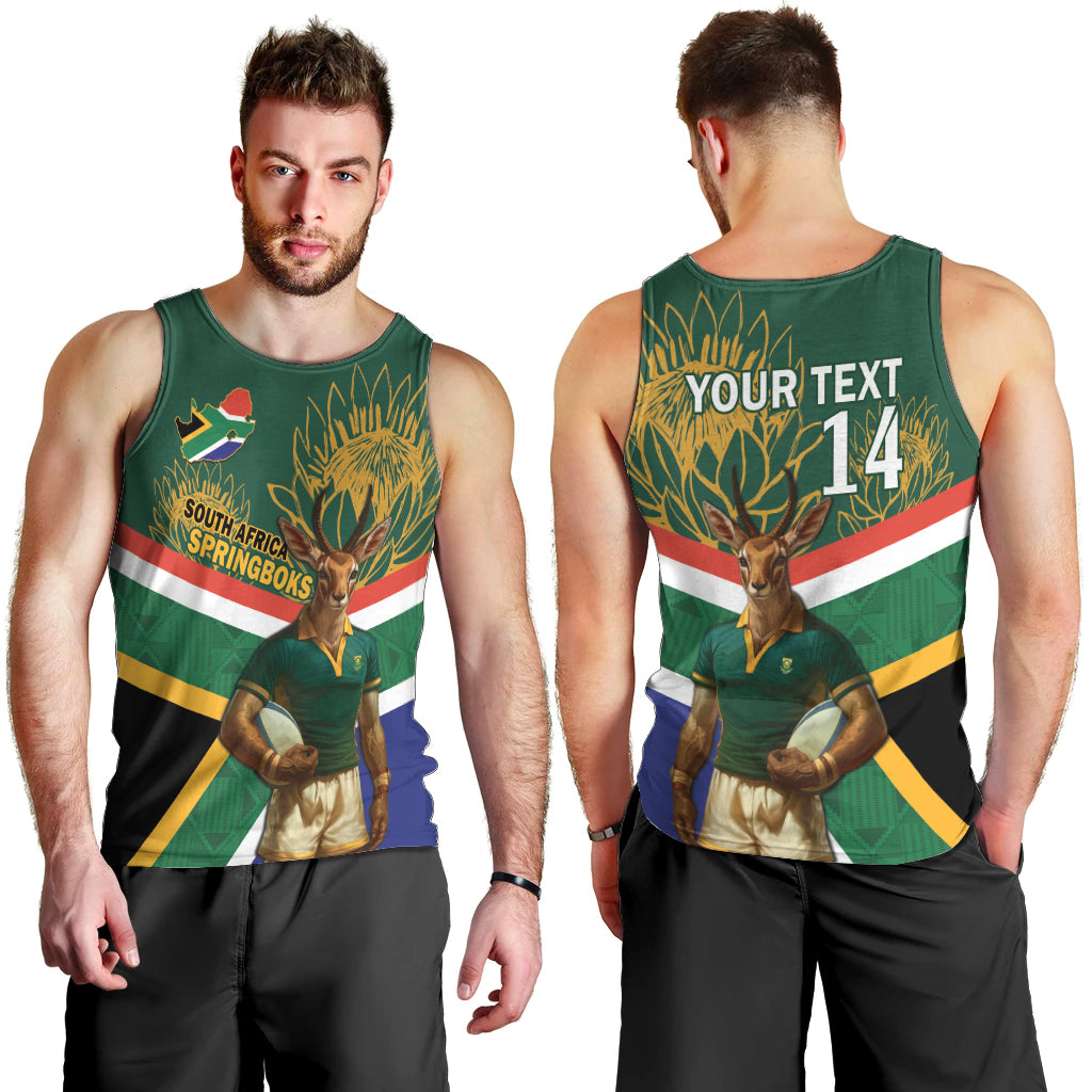 Custom South Africa Rugby Men Tank Top 2024 Go Springboks Mascot African Pattern - Wonder Print Shop