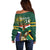 Custom South Africa Rugby Off Shoulder Sweater 2024 Go Springboks Mascot African Pattern