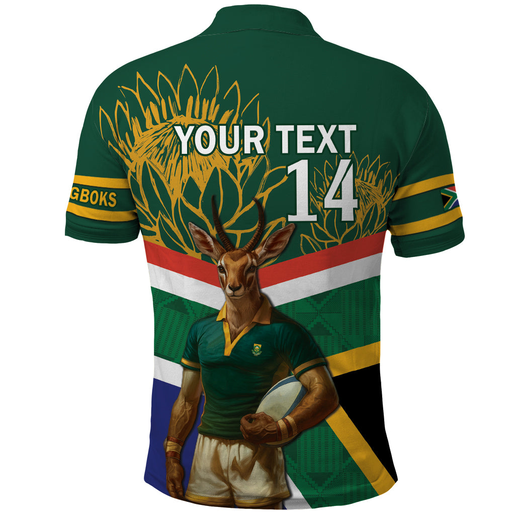 Custom South Africa Rugby Polo Shirt 2024 Go Springboks Mascot African Pattern - Wonder Print Shop