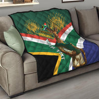 Custom South Africa Rugby Quilt 2024 Go Springboks Mascot African Pattern - Wonder Print Shop