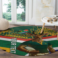 Custom South Africa Rugby Round Carpet 2024 Go Springboks Mascot African Pattern