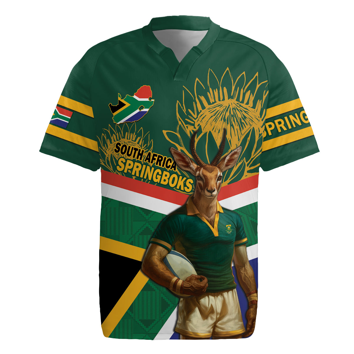 Custom South Africa Rugby Rugby Jersey 2024 Go Springboks Mascot African Pattern - Wonder Print Shop