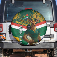 Custom South Africa Rugby Spare Tire Cover 2024 Go Springboks Mascot African Pattern - Wonder Print Shop