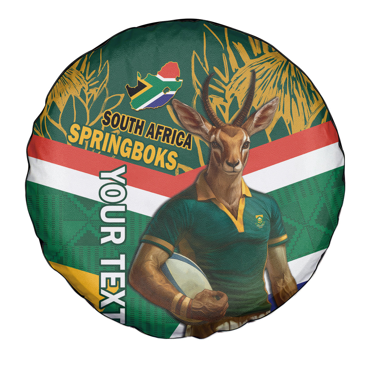 Custom South Africa Rugby Spare Tire Cover 2024 Go Springboks Mascot African Pattern - Wonder Print Shop