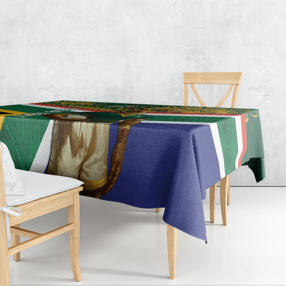 Custom South Africa Rugby Tablecloth 2024 Go Springboks Mascot African Pattern - Wonder Print Shop